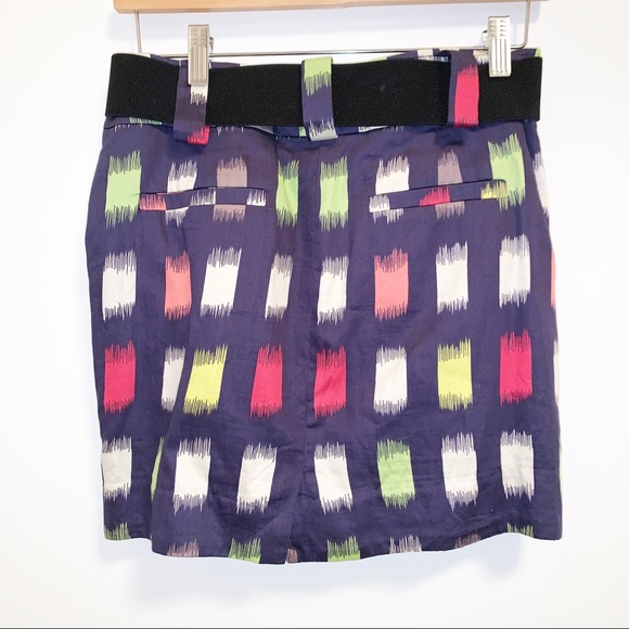 BCBGENERATION Navy Multi-Color Geometric Belt Skir - Picture 2 of 8